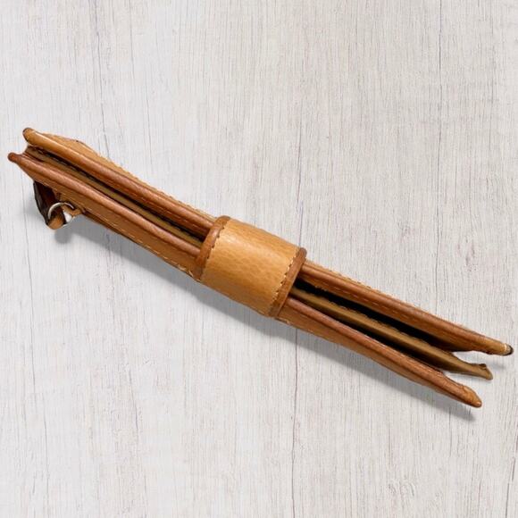 Fossil Tan Genuine Leather Perforated Clutch Wallet Snap-Tab - Picture 8 of 10